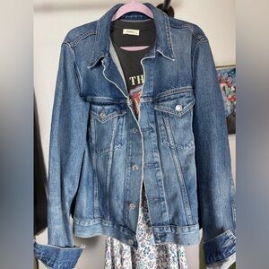 NWT EDWIN Clinton Trucker Style Denim Jacket Large $248 Epic Wash Anthropologie